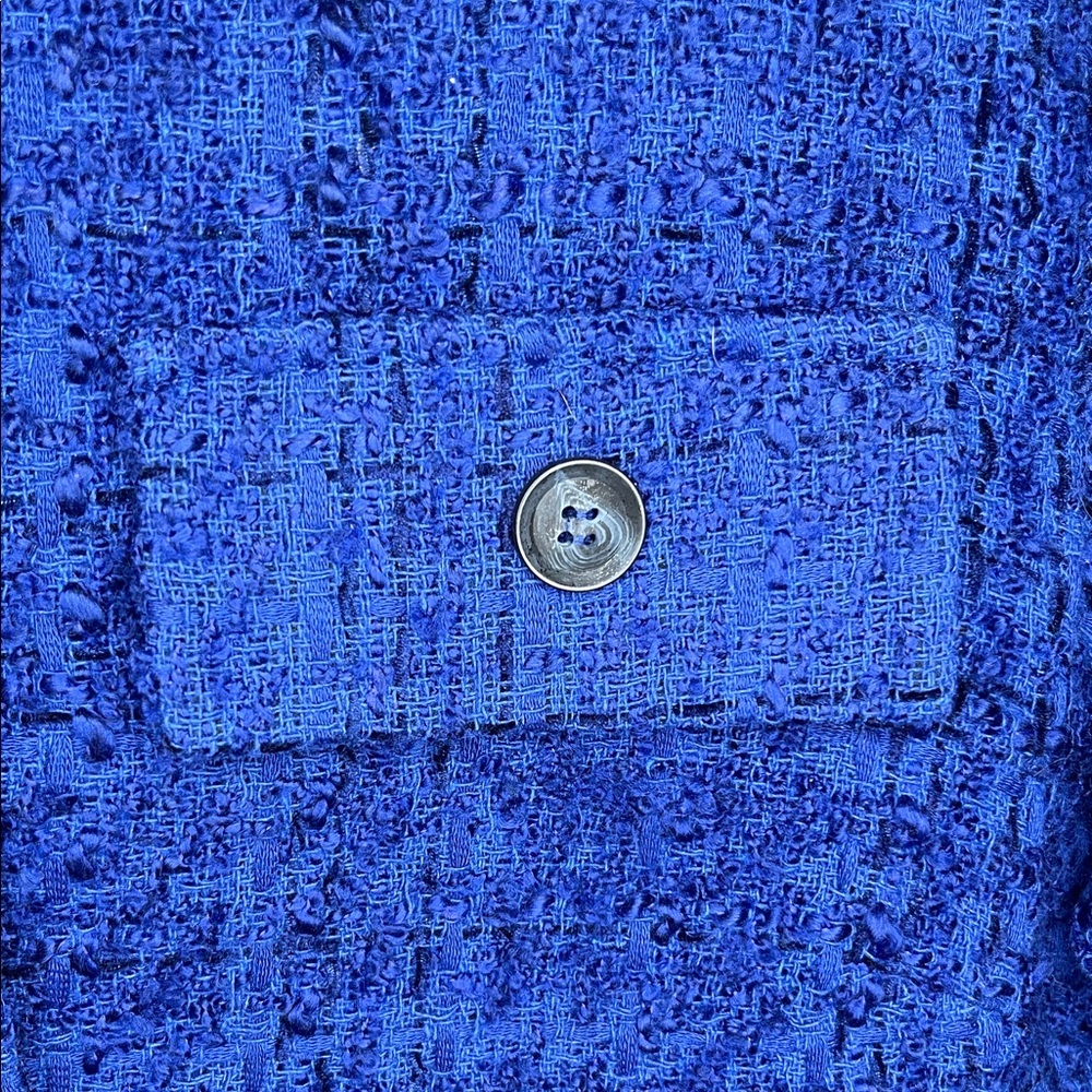 Anthropologie Maeve Royal Blue Tweed Jacket Size Large - Picture 3 of 5